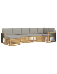 Set di divani da esterno 7 pcs Bianco e Grigio Chiaro 2