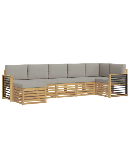 Set di divani da esterno 7 pcs Bianco e Grigio Chiaro