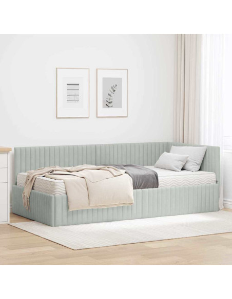 Struttura Letto Angolare con Materasso 2 pcs Grigio chiaro