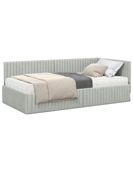 Struttura Letto Angolare con Materasso 2 pcs Grigio chiaro