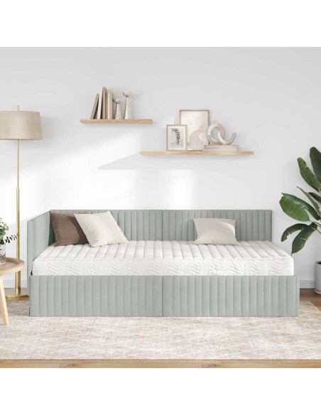 Struttura Letto Angolare con Materasso 2 pcs Grigio chiaro