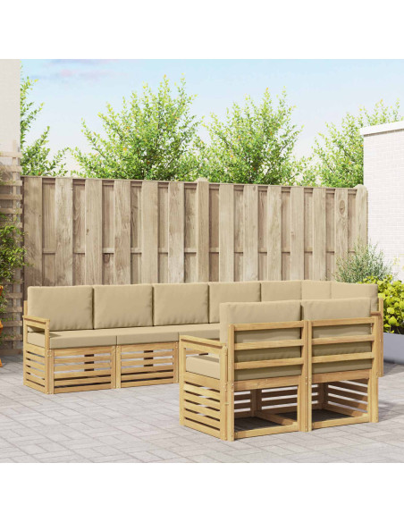 Set di divani da esterno 8 pcs Bianco e Beige