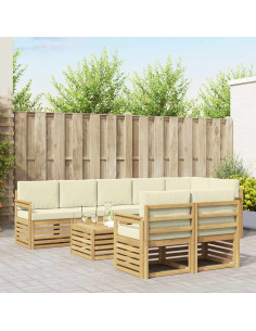 Set di divani da esterno 8 pcs Bianco e Crema 59 x 59 x 37 cm