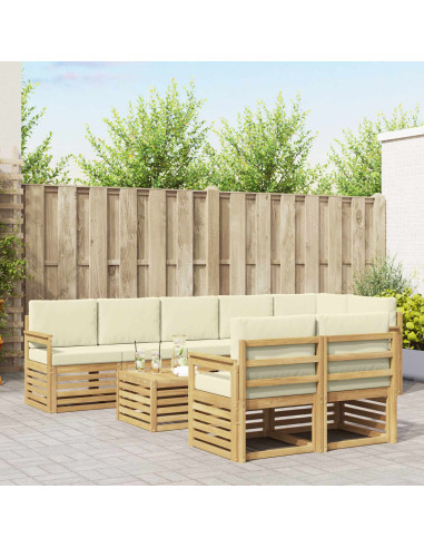Set di divani da esterno 8 pcs Bianco e Crema 59 x 59 x 37 cm