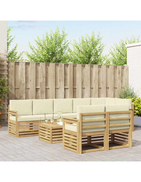 Set di divani da esterno 8 pcs Bianco e Crema 59 x 59 x 37 cm