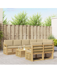 Set di divani da esterno 8 pcs Bianco e Beige 59 x 59 x 37 cm
