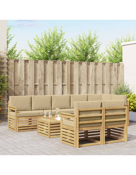 Set di divani da esterno 8 pcs Bianco e Beige 59 x 59 x 37 cm