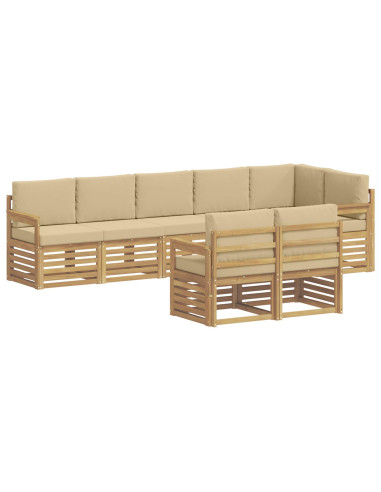 Set di divani da esterno 8 pcs Bianco e Beige