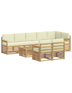 Set di divani da esterno 8 pcs Bianco e Crema 59 x 59 x 37 cm 2