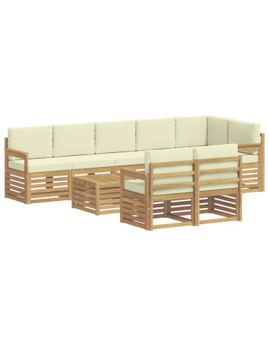 Set di divani da esterno 8 pcs Bianco e Crema 59 x 59 x 37 cm