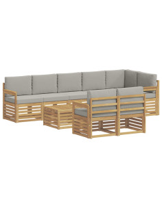 Set di divani da esterno 8 pcs Bianco e Grigio Chiaro 2