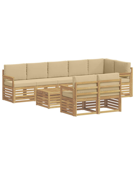 Set di divani da esterno 8 pcs Bianco e Beige 59 x 59 x 37 cm