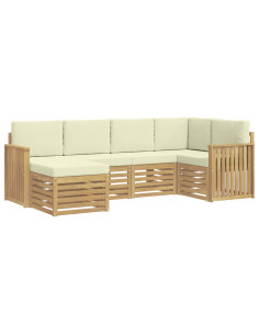 Set di divani da esterno 6 pcs Bianco e Crema Poliestere 2