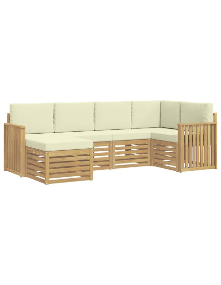 Set di divani da esterno 6 pcs Bianco e Crema Poliestere