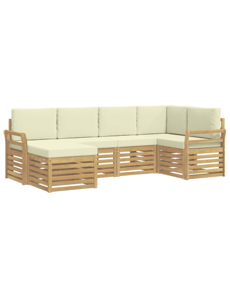 Set di divani da esterno 6 pcs Bianco e Crema Poliestere