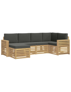 Set di divani da esterno 6 pcs Bianco e Antracite Poliestere 2