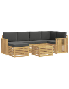 Set di divani da esterno 7 pcs Bianco e Antracite Poliestere 2