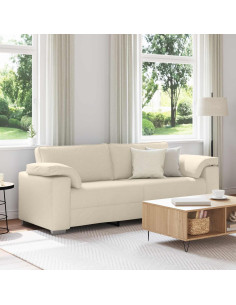 Divano 3-Persone Beige 220 cm Tessuto misto lino 2