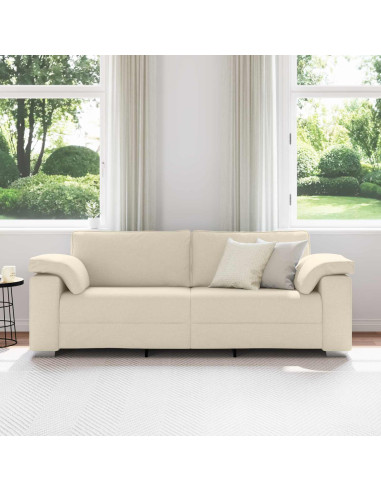 Divano 3-Persone Beige 220 cm Tessuto misto lino