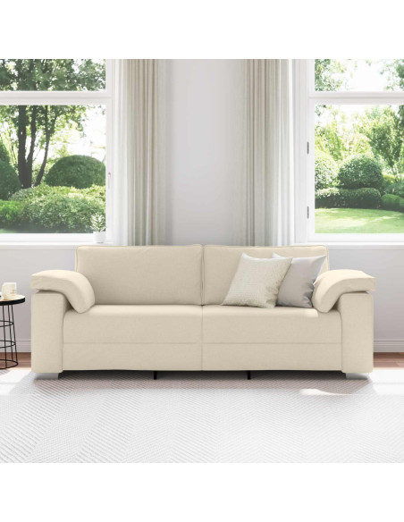 Divano 3-Persone Beige 220 cm Tessuto misto lino