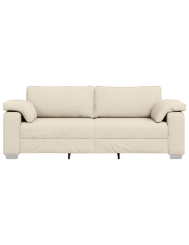 Divano 3-Persone Beige 220 cm Tessuto misto lino
