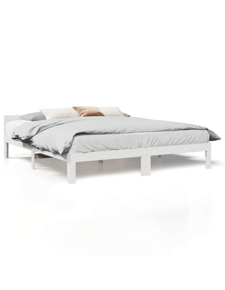 Giroletto senza Materasso Bianco 180x200 cm Legno Massello Pino