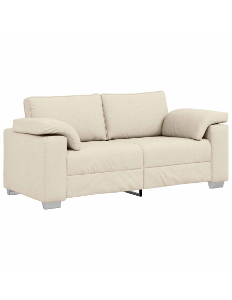 Divano a 2 Posti Beige 180 cm Tessuto misto lino