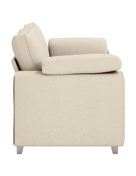 Divano a 2 Posti Beige 180 cm Tessuto misto lino