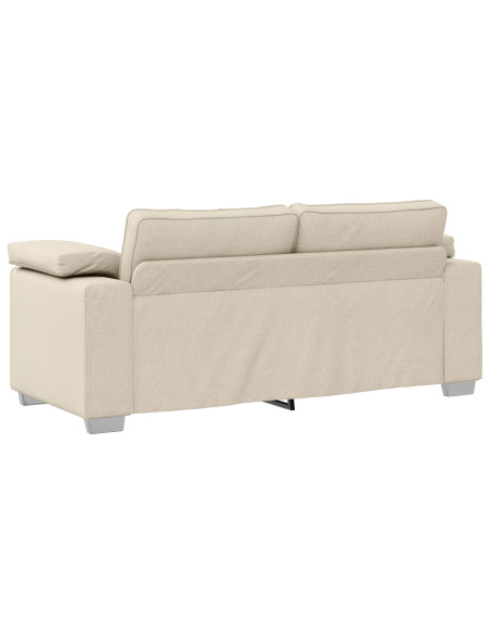 Divano a 2 Posti Beige 180 cm Tessuto misto lino
