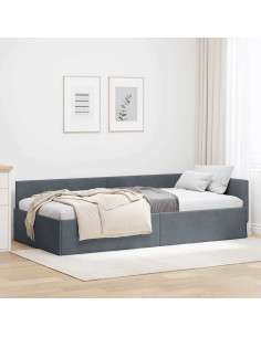 Cornice del letto ad angolo Grigio scuro 80 cm x 200 cm Velluto