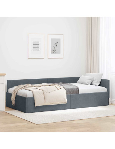 Cornice del letto ad angolo Grigio scuro 80 cm x 200 cm Velluto