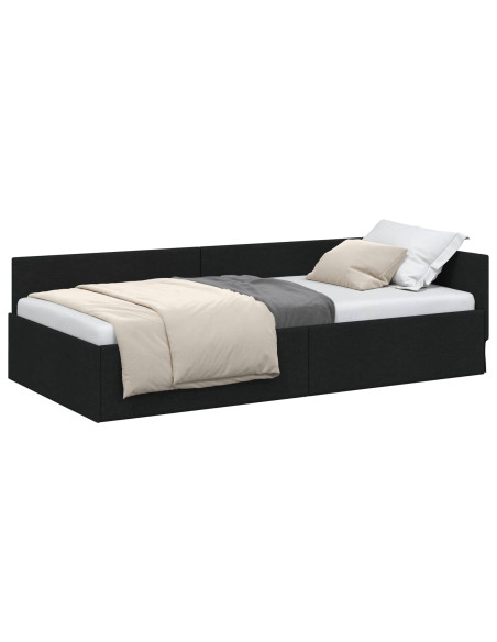 Cornice del letto ad angolo Nero 100 cm x 200 cm Tessuto