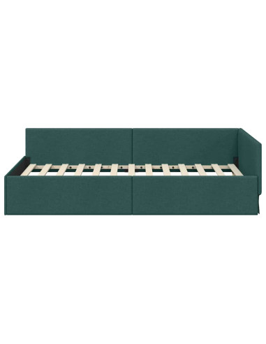Cornice del letto ad angolo Verde Scuro 100 cm x 200 cm Tessuto