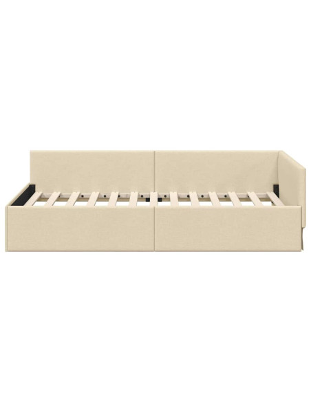 Cornice del letto ad angolo Crema 100 cm x 200 cm Tessuto