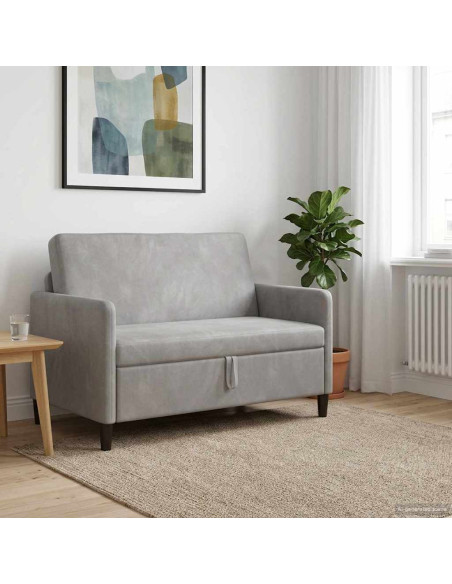 Divano con Storage Grigio Chiaro 122 x 78 x 87 cm Poliestere