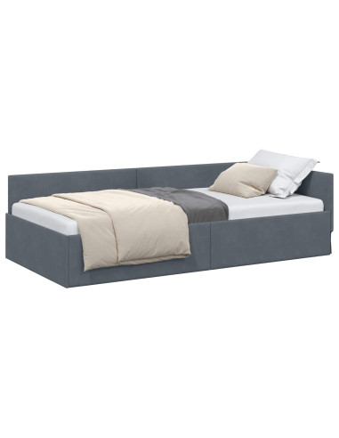 Cornice del letto ad angolo Grigio scuro 80 cm x 200 cm Velluto