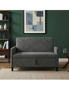 Divano con Storage Grigio Scuro 122 x 78 x 87 cm Poliestere
