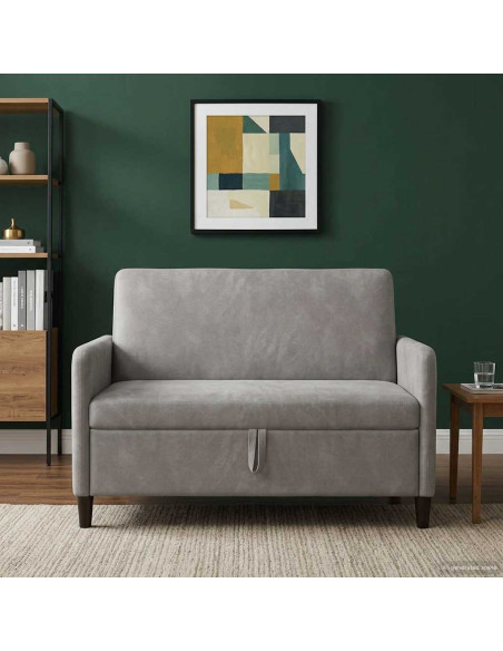 Divano con Storage Grigio Chiaro 122 x 78 x 87 cm Poliestere