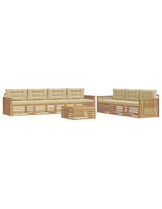 Set di divani da esterno 8 pcs Bianco e Beige 2