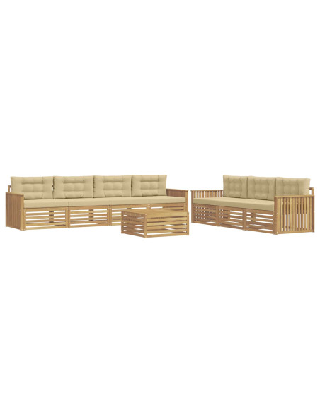 Set di divani da esterno 8 pcs Bianco e Beige