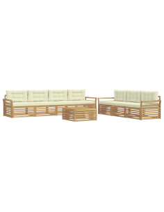 Set di divani da esterno 8 pcs Bianco e Crema 2
