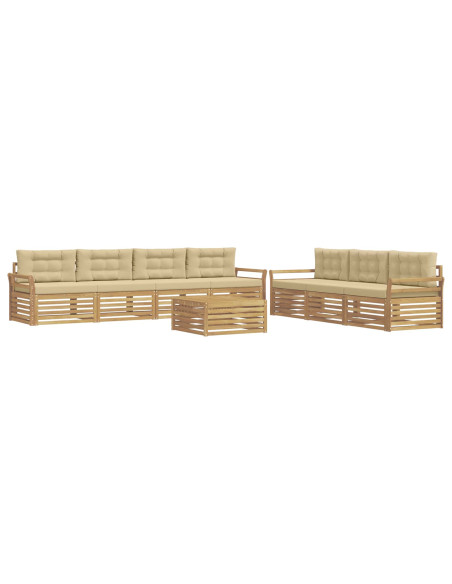 Set di divani da esterno 8 pcs Bianco e Beige