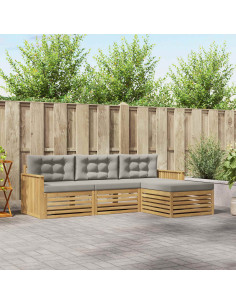 Set di divani da esterno 4 pcs Bianco e Grigio Chiaro