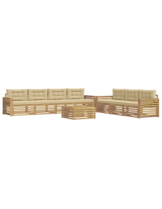 Set di divani da esterno 8 pcs Bianco e Beige 2