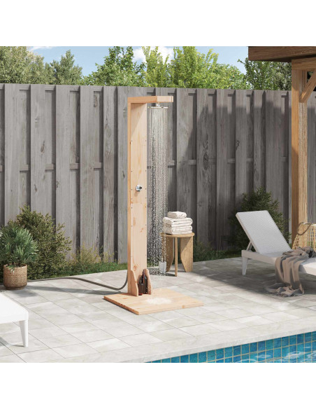 Doccia da esterno 210 cm Legno massello di pino e acciaio inox