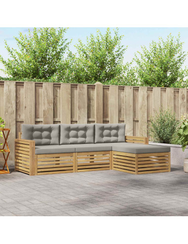 Set di divani da esterno 4 pcs Bianco e Grigio Chiaro