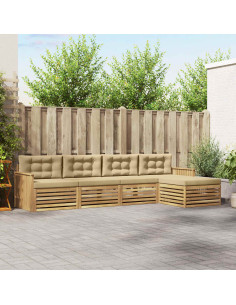 Set di divani da esterno 5 pcs Bianco e Beige