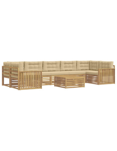 Set di divani da esterno 8 pcs Bianco e Beige