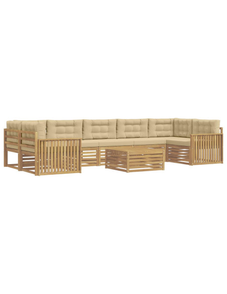Set di divani da esterno 8 pcs Bianco e Beige