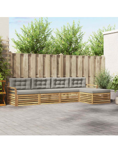 Set di divani da esterno 5 pcs Bianco e Grigio Chiaro 2